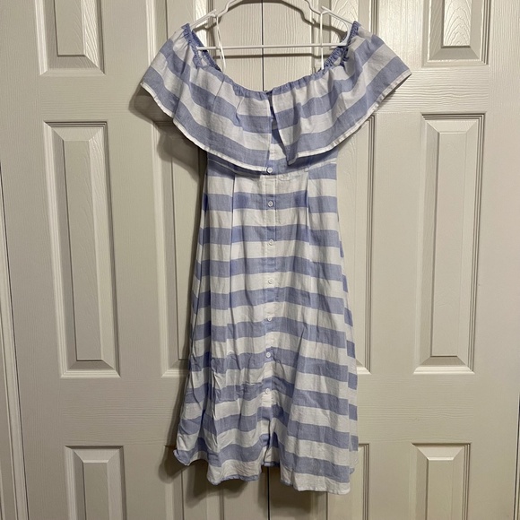 Lulu's Transatlantic Voyage Blue and Ivory Striped Midi Dress Size S - Picture 7 of 8